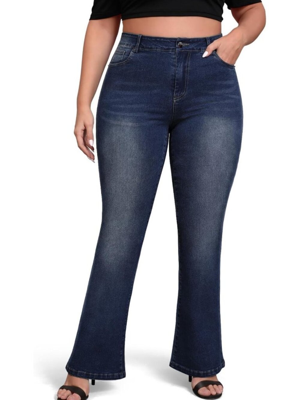 Plus Size Stretchy High Waisted Bootcut Jeans for Women - Comfortable Fit